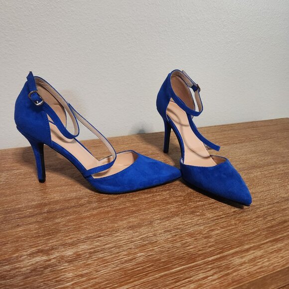 Closed Toe Strappy Pointed High Heel Suede Pumps- SIZE 10 - Picture 2 of 10